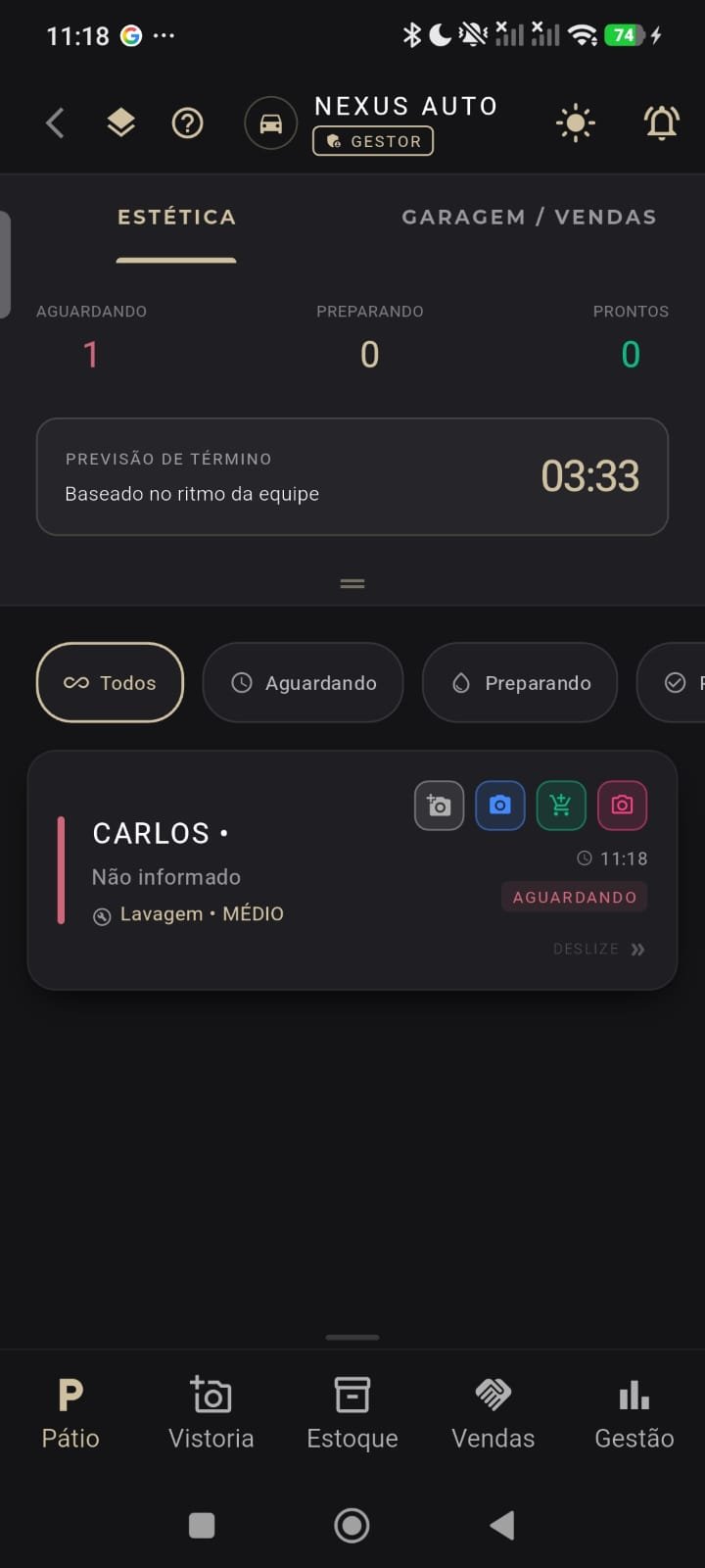 Fila do pátio no Nexus
